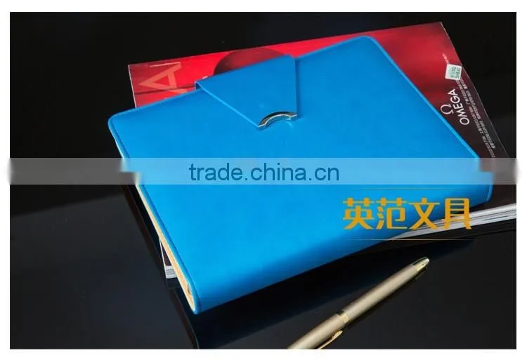 Navy blue high quality pu leather loose leaf a5 ring binder notebook