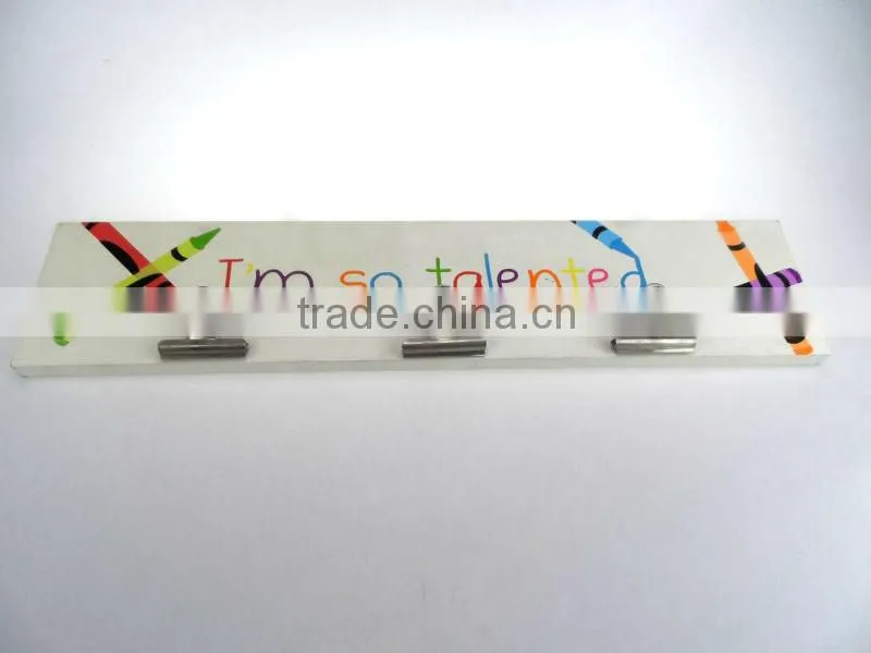 MDF square wood hanger with iron clip