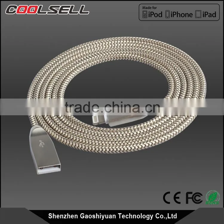 MFi certified cable nylon complex braided zinc alloy 8pin USB cable for Apple with MFi approval for iPhone7/7plus