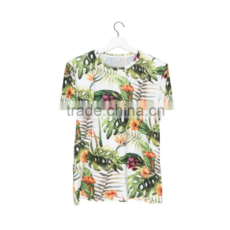 Factory New Arrived 3D Print Tropical Flower Wholesale Polyester Gym T-shirt