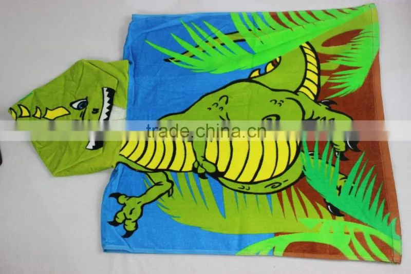 wholesale bulk 60x120cm 260g cartoon printing kids hooded poncho beach towel