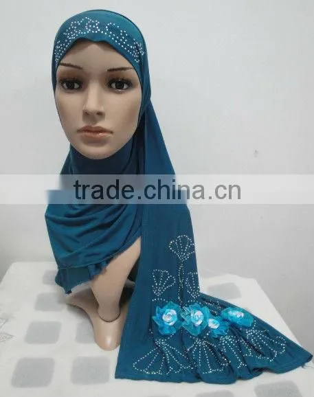 H128 latest muslim hijab with shawl and flower