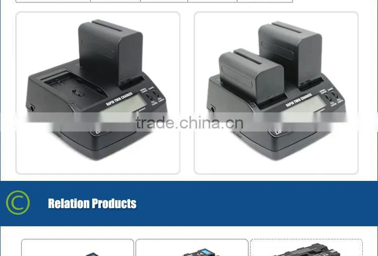 Latest professional fast rapid double charger for NP-F970 camcorder battery with 2A output