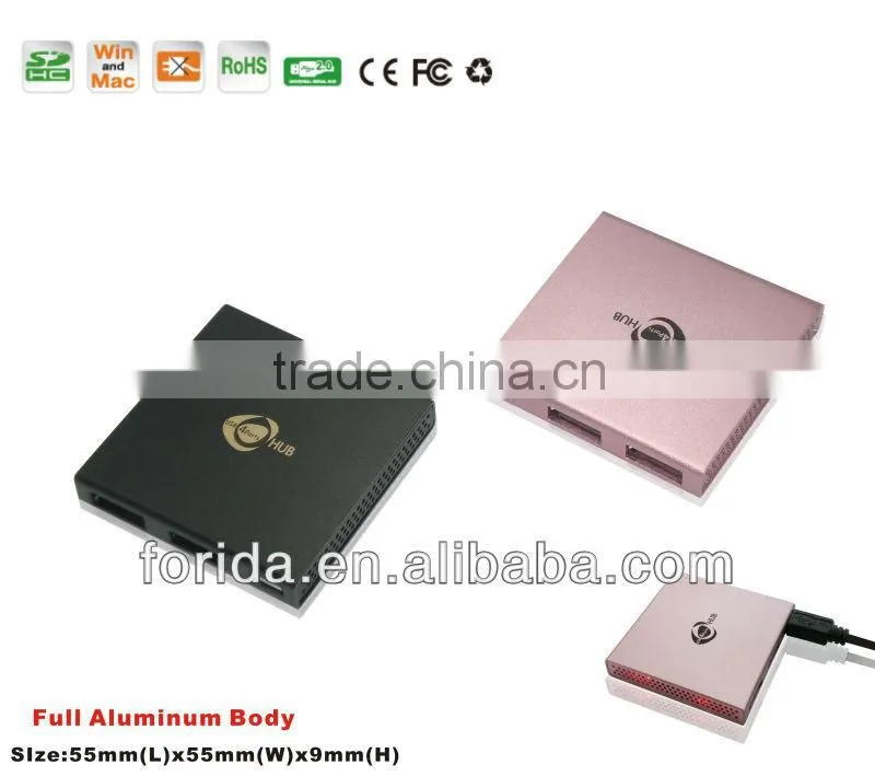 4 Ports Polished USB2.0 HUB with light