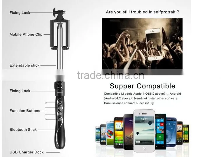 wireless monopod for mobile phone cheapest factory directly selling bluetooth monopod for huawei sony xiaomi lenovo Asus