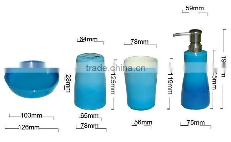 5PCS Ceramic blue bathroom sets