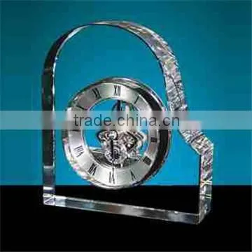 Crystal table clock with rectangle crytsal block for logo engraved