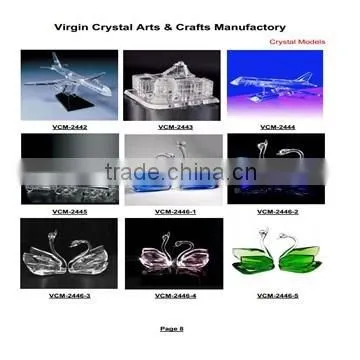 Crystal 3d modern model building with glass base /crystal model aircraft building models for office decorations