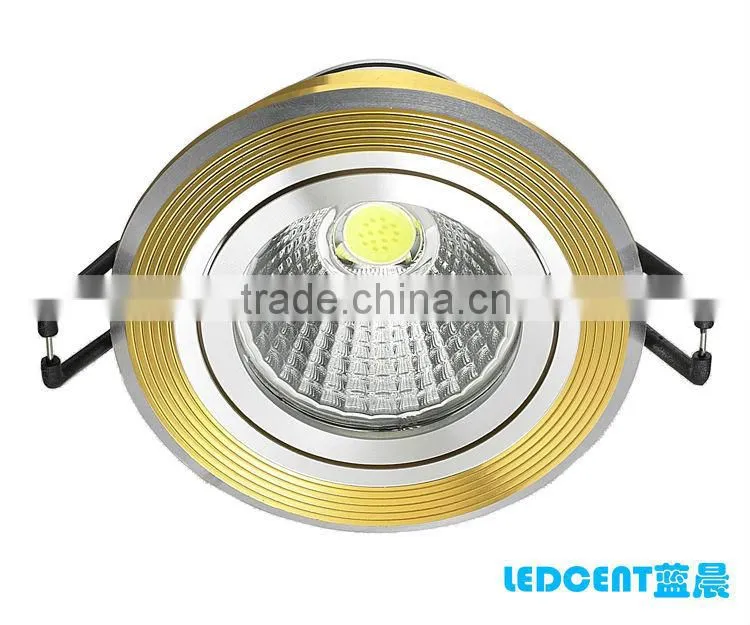 Led downlight housing aluminum in gold with silver