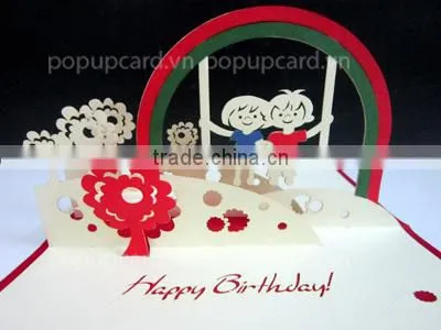 Two Carrying greeting pop up greeting card