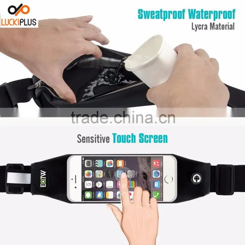Luckiplus Running Belt Waist Pack,Sweatproof Reflective Belt Waist Bag for iPhone 6S/PLUS Transparent Touch Screen Window Green