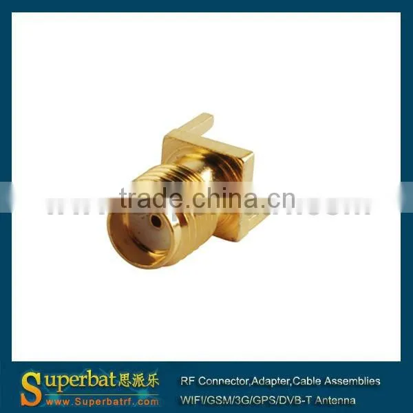 SMA thru hole Jack PCB Mount diagonal plane 4 flange pcb mount sma connector