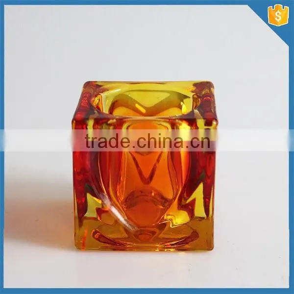 Hot selling square round glass candle holder in China