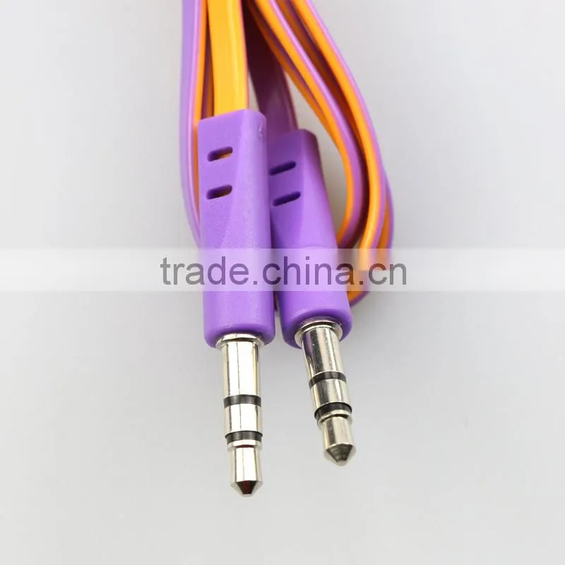 audio cable 3.5mm male to male AUX cable moulded plugs double color flat cable