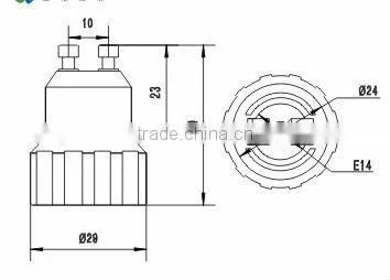 PBT E27 to E27 lamp holder with 180mm extension cord