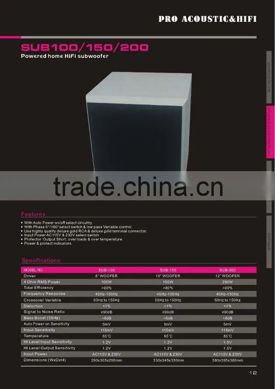 SUB-200 Hi-Fi active subwoofer speaker