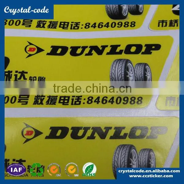 Adhesive Auto tyre lable sticker with any size, shape, color and material