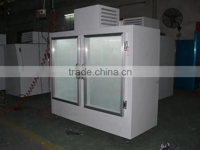 Outdoor ice storage freezer holds 325 bags ice
