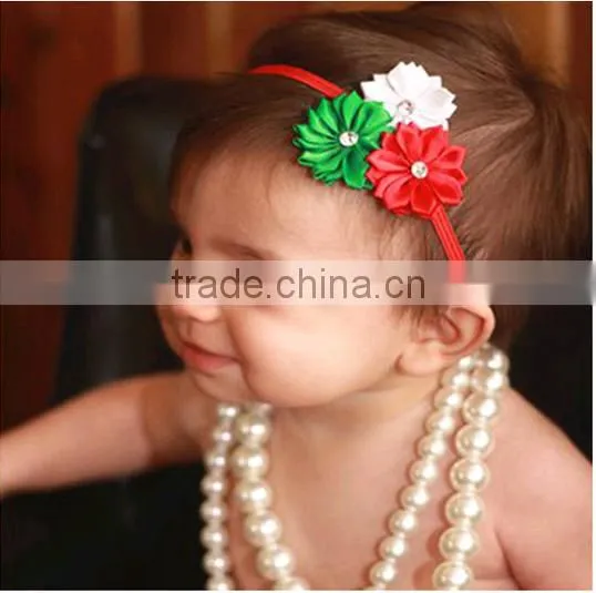 Mini plastic diamond fabric flower hair tie for sexy lady, Handmade Flower Bride Bohemian Headband headband