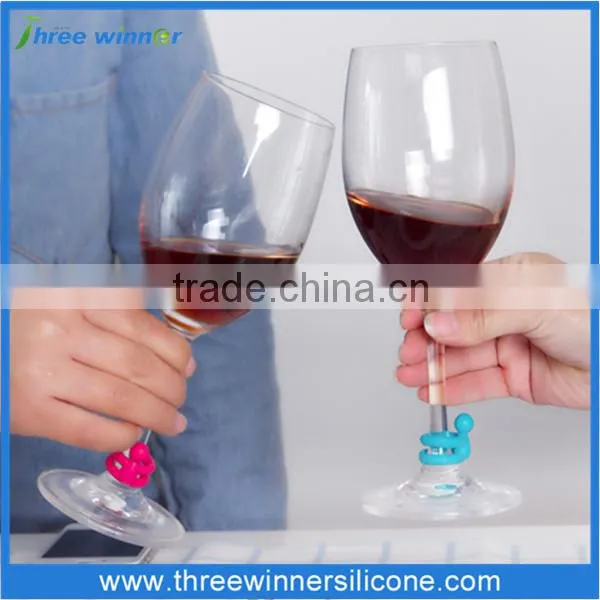 Suction cup wine glass marker silicone Promotional wine markers