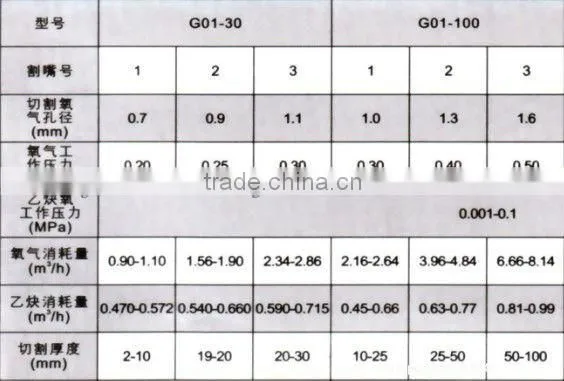 G01-30 G01-100 cutting/welding torch