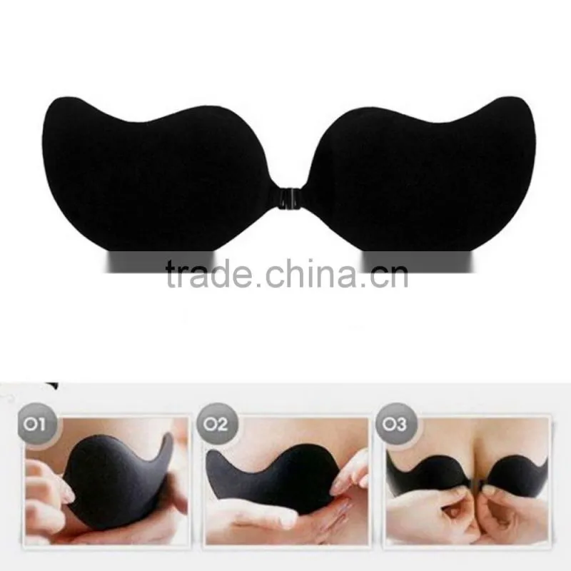 Sexy Push Up Self-Adhesive Silicone Bust Front Closure Strapless Invisible Bra