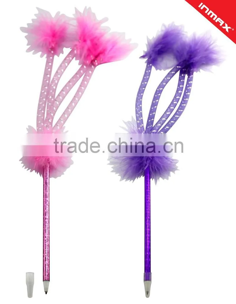 Yes Novelty colorful feather pen/fancy ball-point pen