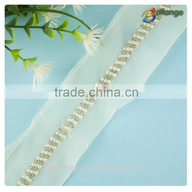2016 high fashion Bridal beaded neckline trim for wedding dress