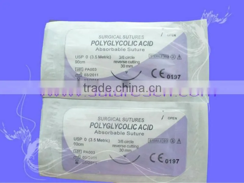 Surgical Suture Thread With Needle --Polyglycolic Acid Braided