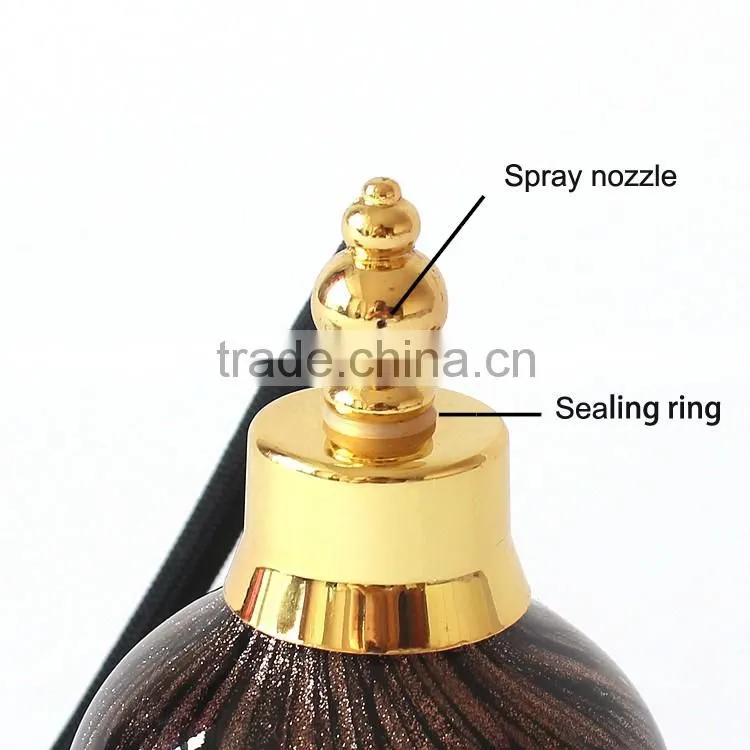 Handmade Black & Gold Point Airbag Glass Perfume Bottle
