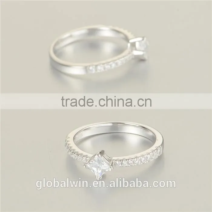 S925 Silver Fashion Jewelry Pave Clear Cz Lucky Stone Finger Rings