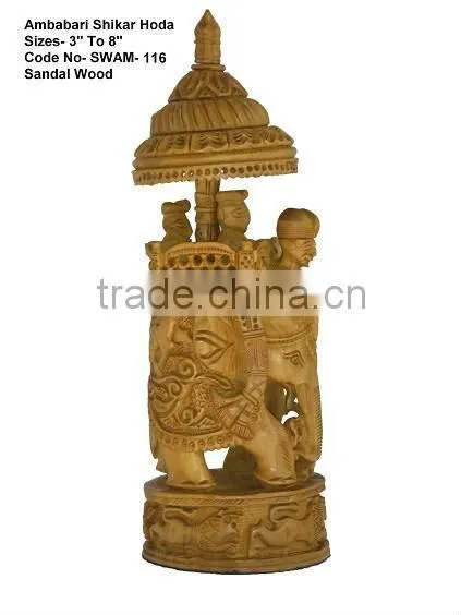 sandalwood carved shikar hoda ambabari elephant