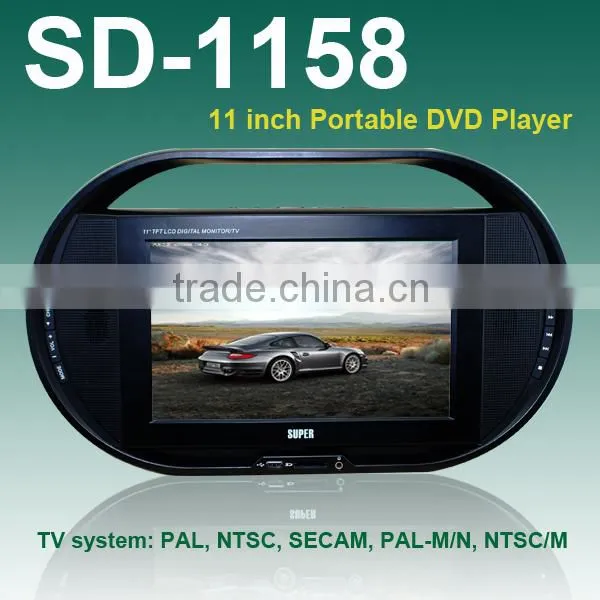11" inch Portable DVD player Compatible with DVD, DVD-RW, VCD,CD-R, CD-RW, MP3, MP4 JPEG(DRVX)