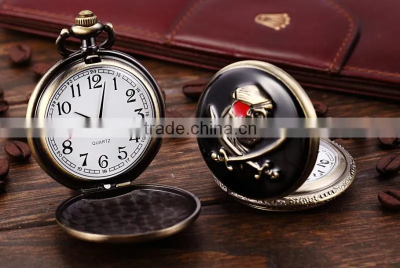 Stylish Pirate Analog Quartz Pendant Mens Pocket Watch