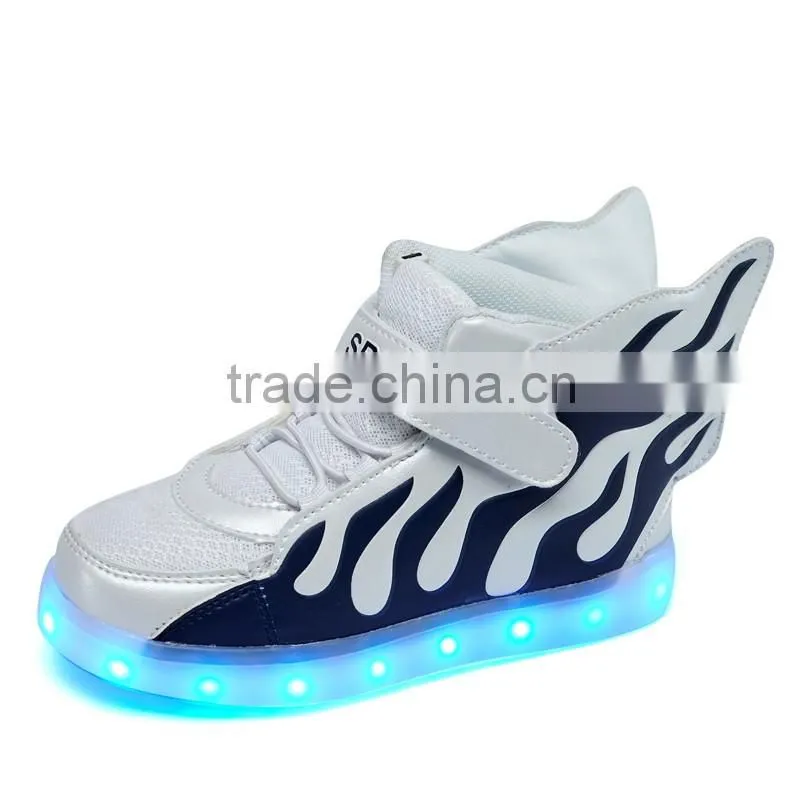 led shoes Charming Flat Lace Up Comfortable kids Led Shoes With PU Wings