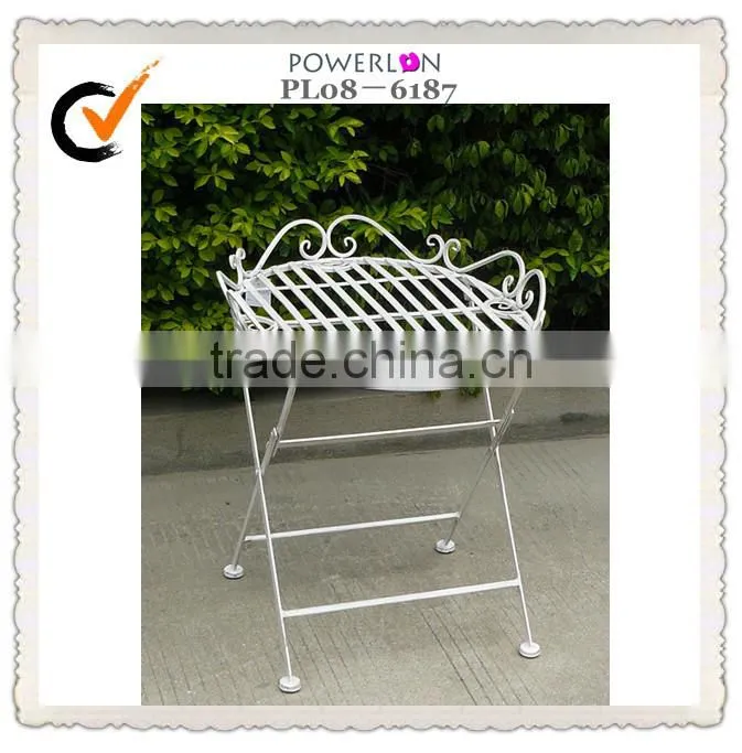 outdoor antique white metal tray table
