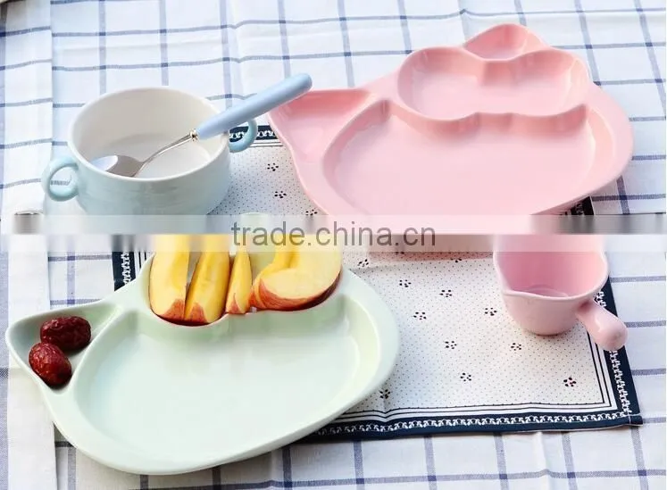 10inch microwave oven and dishwasher saftey cat shape ceramic plate cute ceramic plate