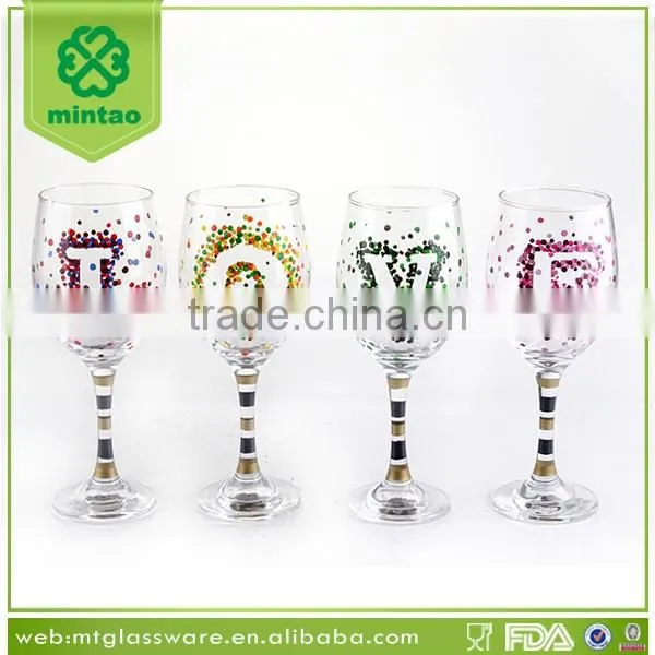 fancy customize Valentine gift glass cup with spon and metal holder