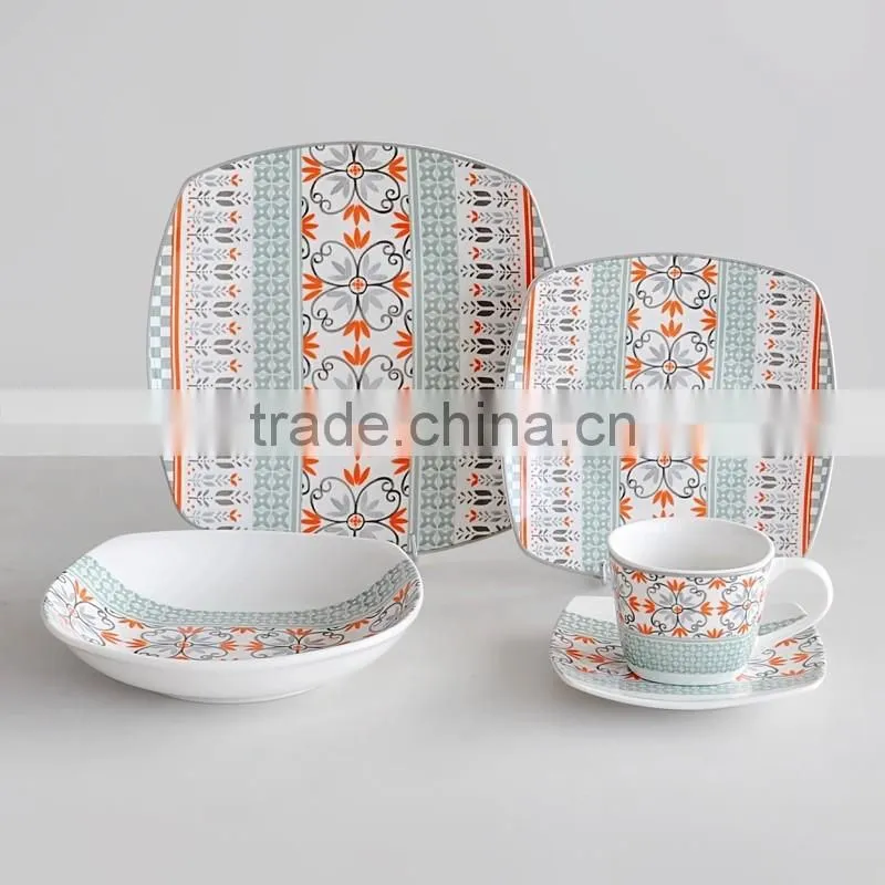 16pcs square shape porcelain dinnerware set,square shape dinner set,porcelain square shape dinnerware set