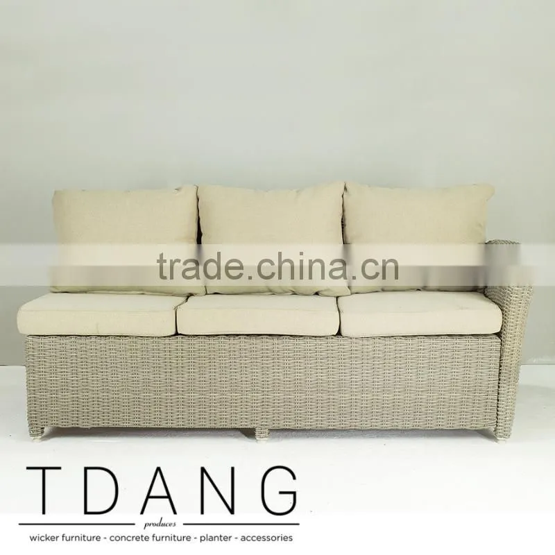 Sonoma Wicker Sofa K-D 3 Seats Left hand - Rattan patio K-D furniture garden bench.