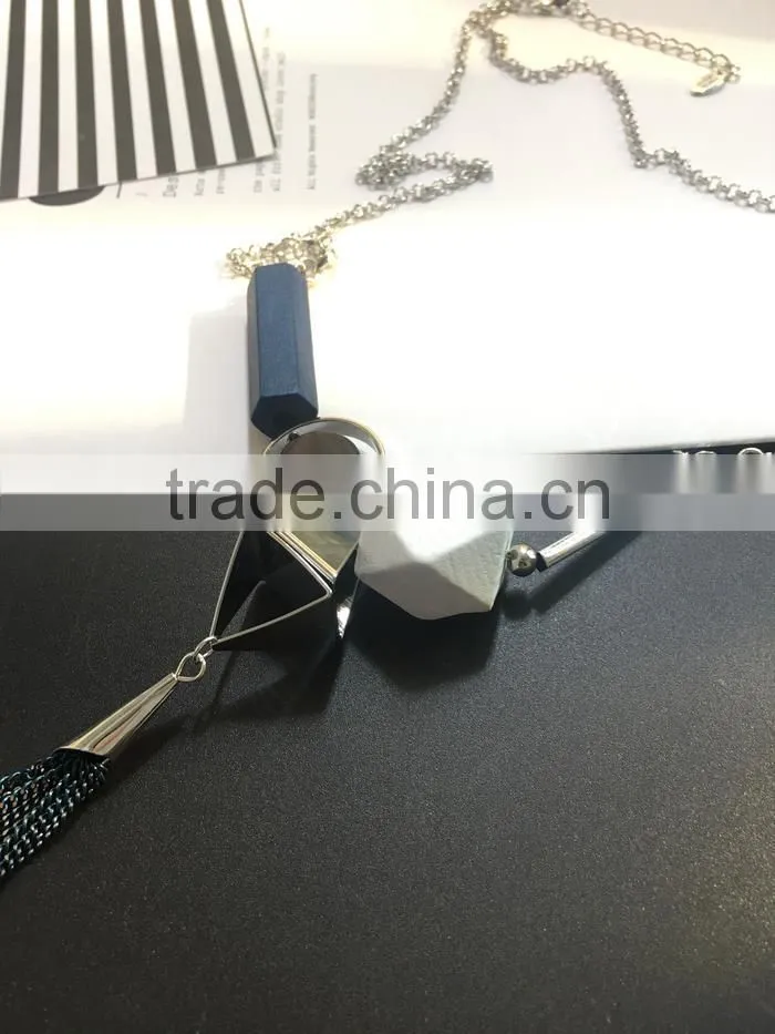 assorted geometric beads chain necklace long chain tassel necklace