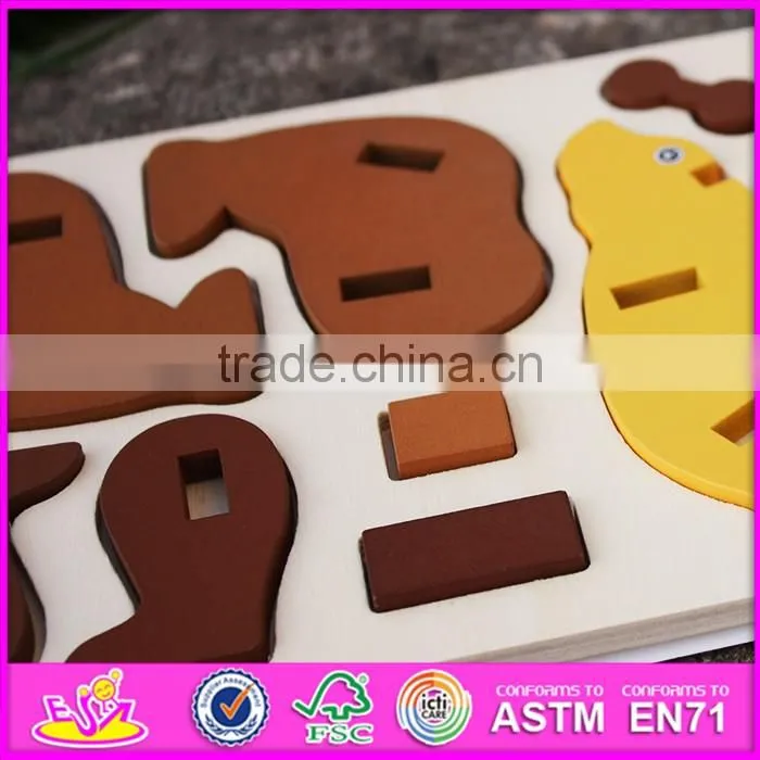 2017 New product children diy wooden animals puzzle games W14G039