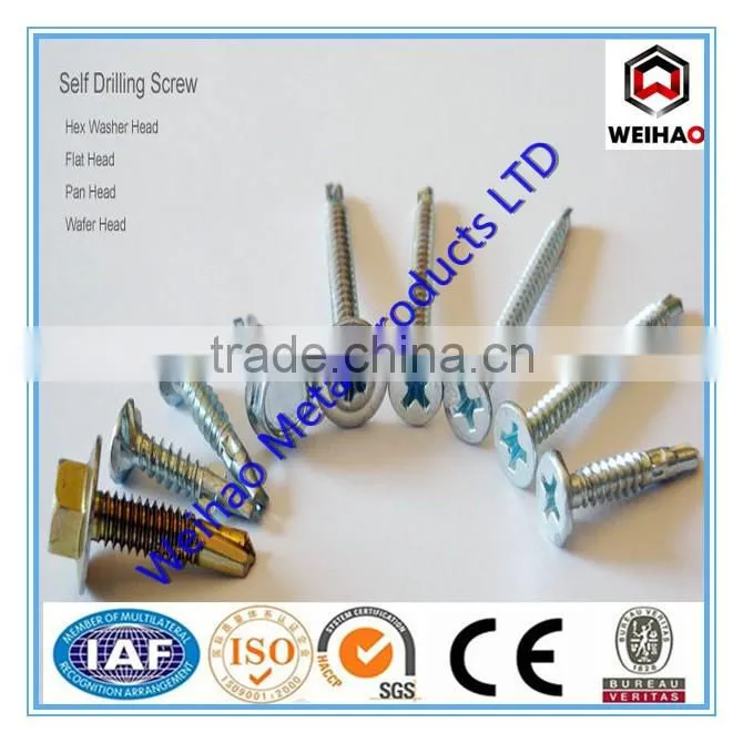 C1022a galvanized Hex head self drilling screw/roofing galvanized self-drilling screw EPDM washer