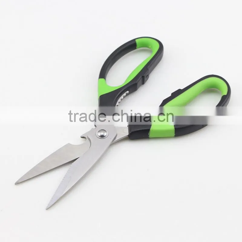 Rubber Handle Multifunction Kitchen Scissors with Bottle Opener
