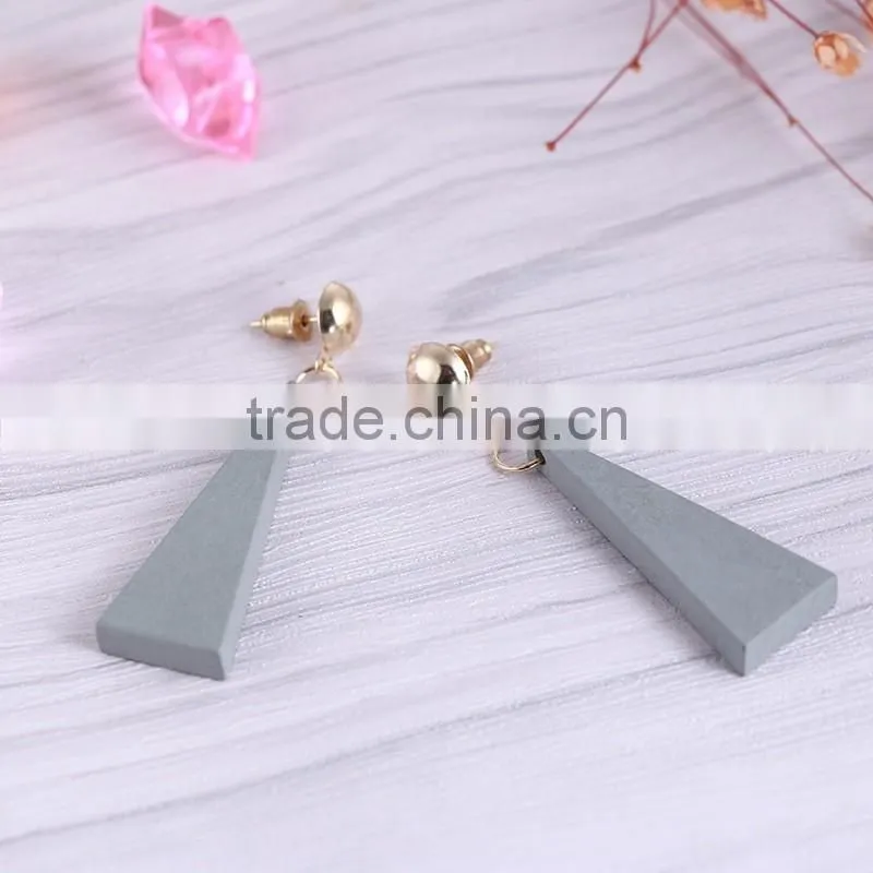 Korea Style stud Personality Triangle Wooden Earrings
