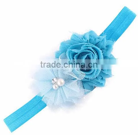 2015 wholesale Baby Toddler Infant Flower Headband with Pearl Hair Bow Band Accessories