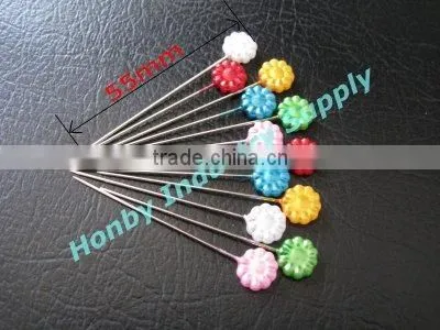 Plastic crafts flower head shape decorative pearl pin