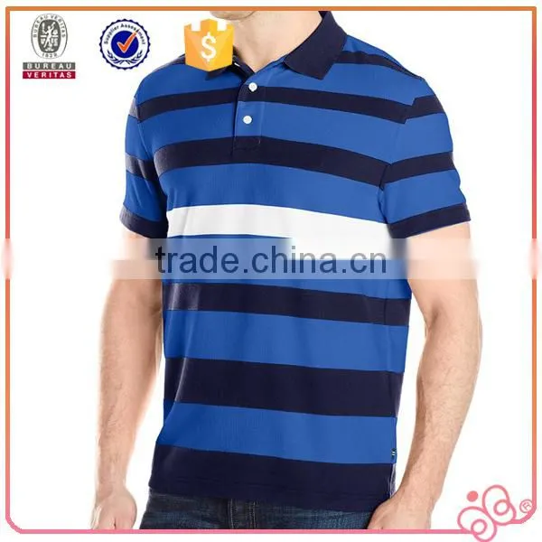 2016 custom logo striped colorful man polos shirt