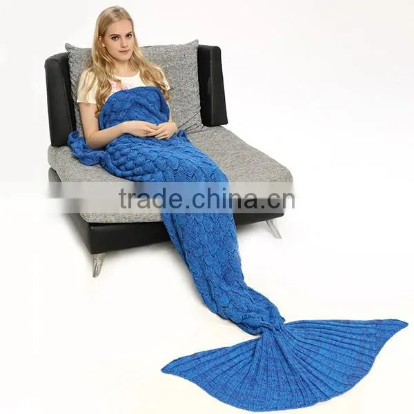 Soft Acrylic Adult Kids Mermaid Tail Blanket With Scale