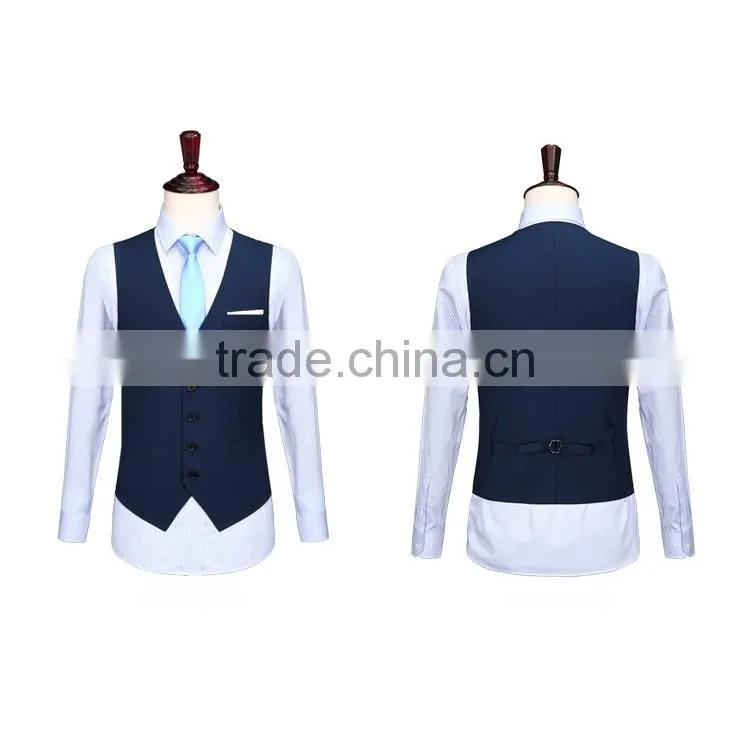 Custom Made Latest Design Basic Standard 2 Button 3 Piece Coat Pant Men Suit